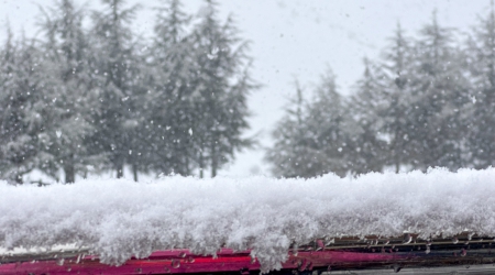 Sneeuw op hekje